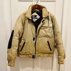 Vintage Penfield Distressed Down Puffer Jacket Coat with Leather Elbow Patches L